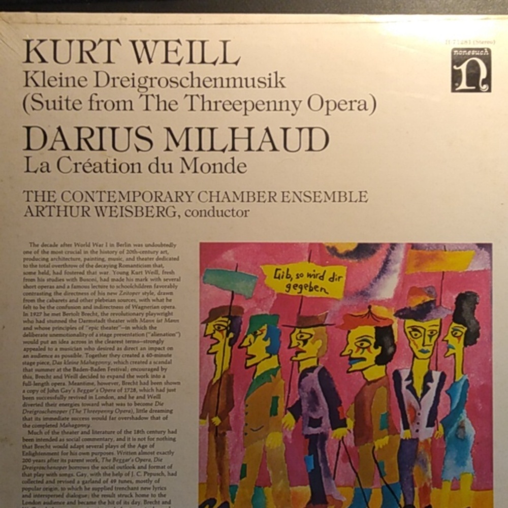 Factory Sealed Vintage 12" Classical Vinyl Record Kurt Weill U S.1973